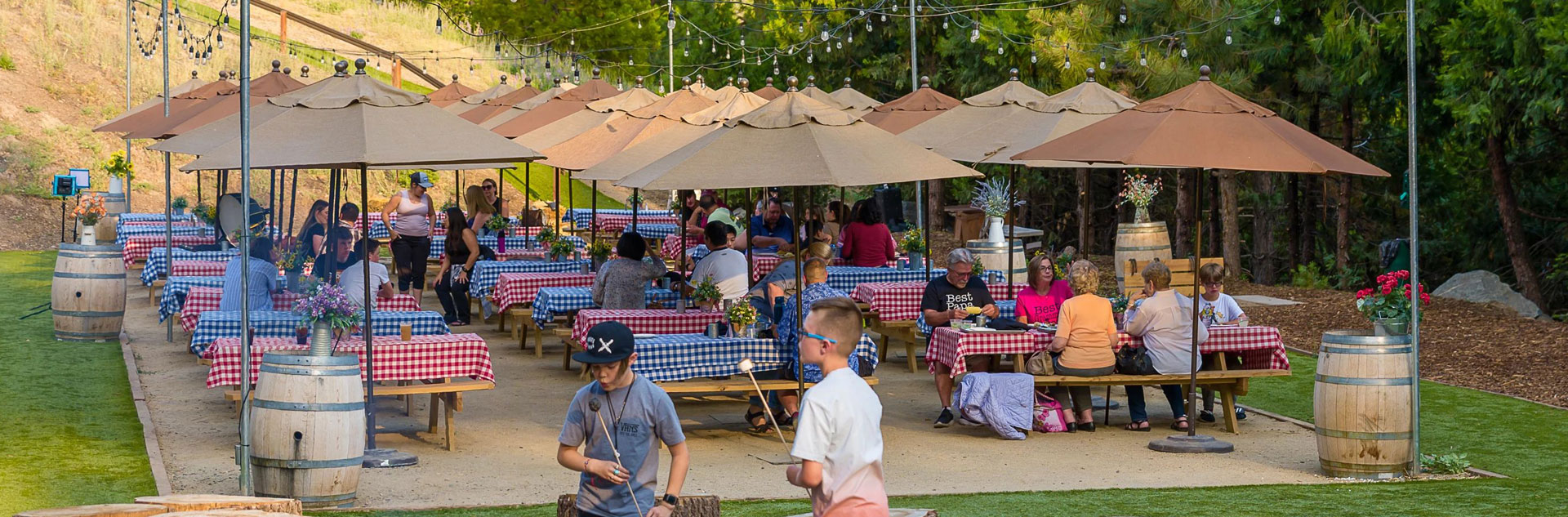 Guests eating at the Gold Rush BBQ