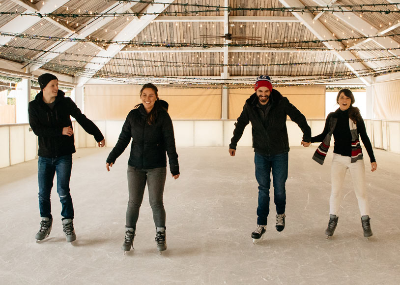 Guests ice skating at Tenaya Lodge at Yosemite