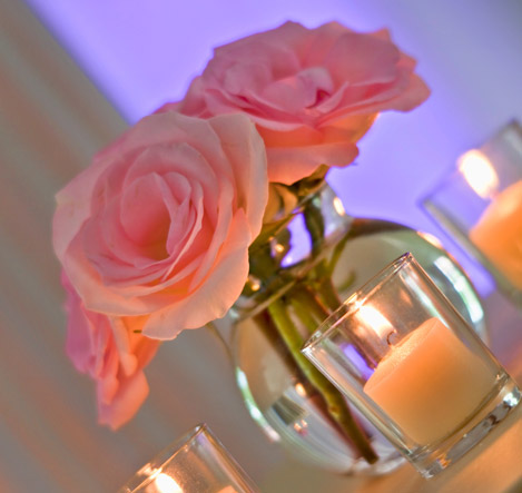Pink flowers with candles