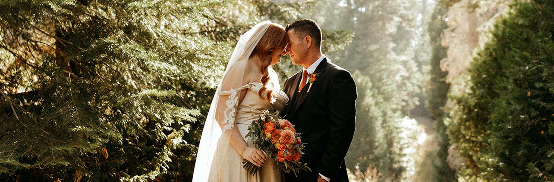 A bride and groom in Yosemite National Park