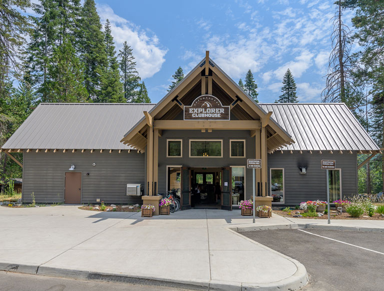 Exterior view of the Explorer Cabin Clubhouse at Tenaya at Yosemite