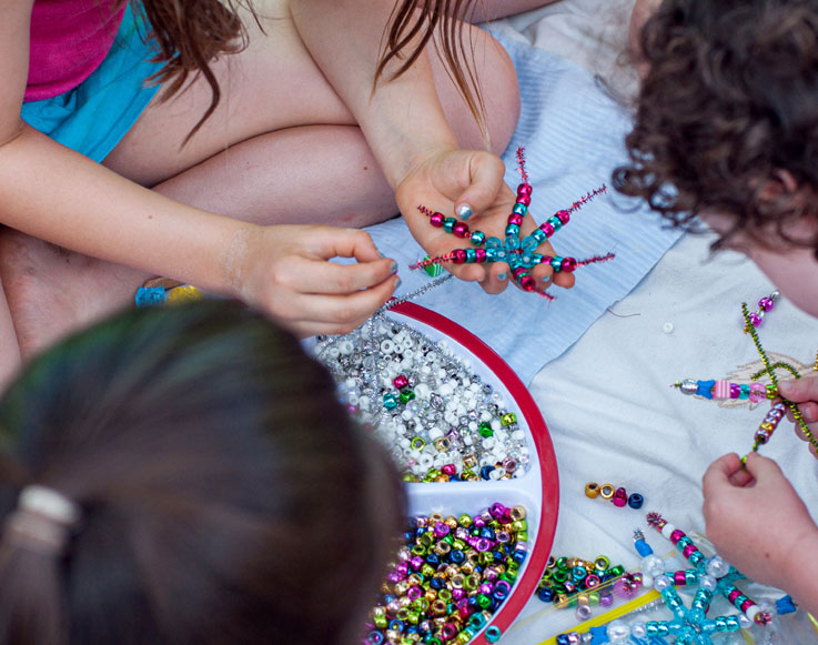 New Year's Eve Camp Out 2 Kids making arts and crafts