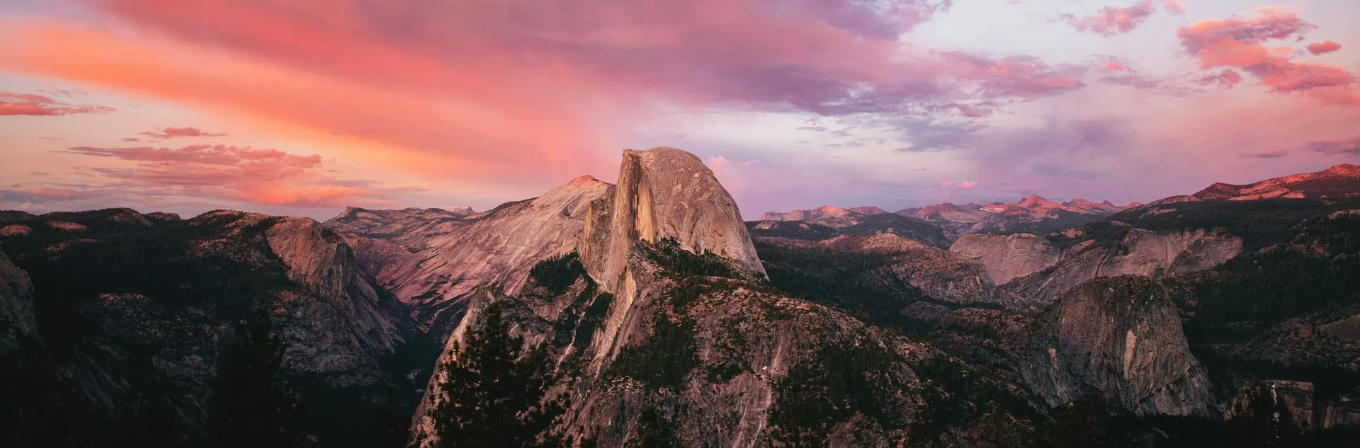 Half Dome at sunset in Yosemite Valley