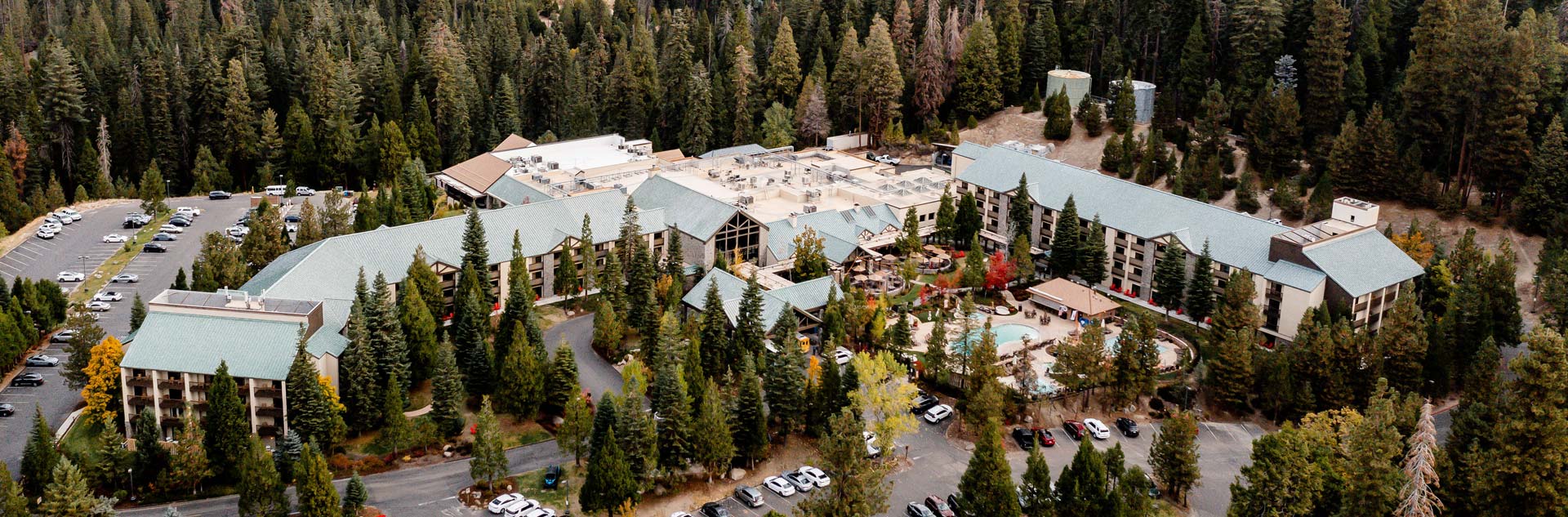 An aerial view of Tenaya at Yosemite in fall