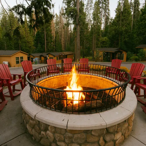Winter Wonderland Cabins 8 An outdoor fire pit at Tenaya at Yosemite