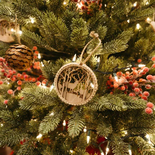 Winter Wonderland Cabins 9 An ornament on a Christmas Tree in a Tenaya Holiday Cabin