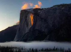 The natural firefall on El Capitan in Yosemite Valley