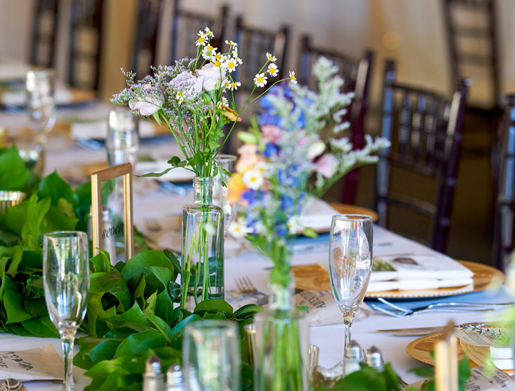 Beautiful flower centerpieces at Tenaya at Yosemite