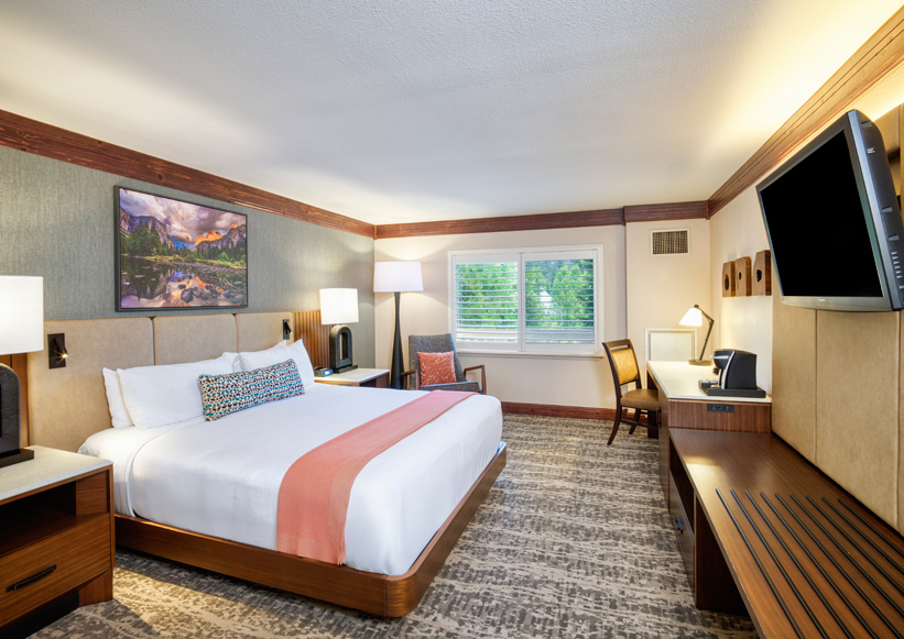 A remodeled guestroom at Tenaya at Yosemite