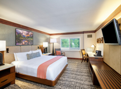 A guestroom interior at Tenaya at Yosemite