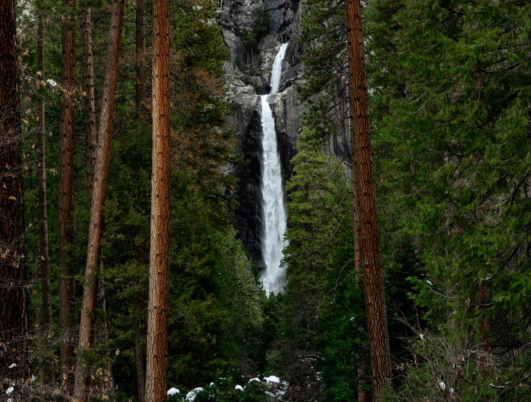 Lower Yosemite Falls in winter