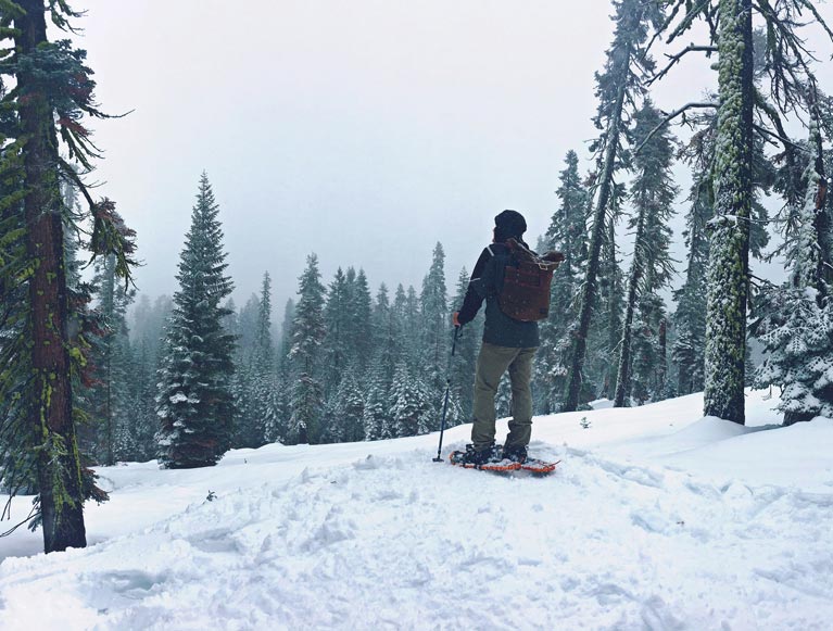 Snowshoeing in Yosemite in winter