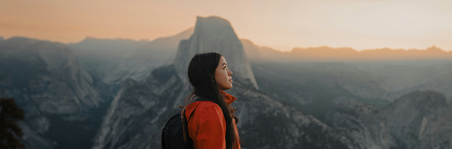 A Yosemite visitor at the top of Glacier Point