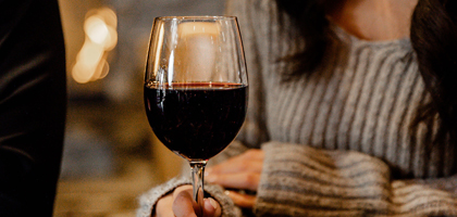 A glass of wine at Jackalope's Bar & Grill