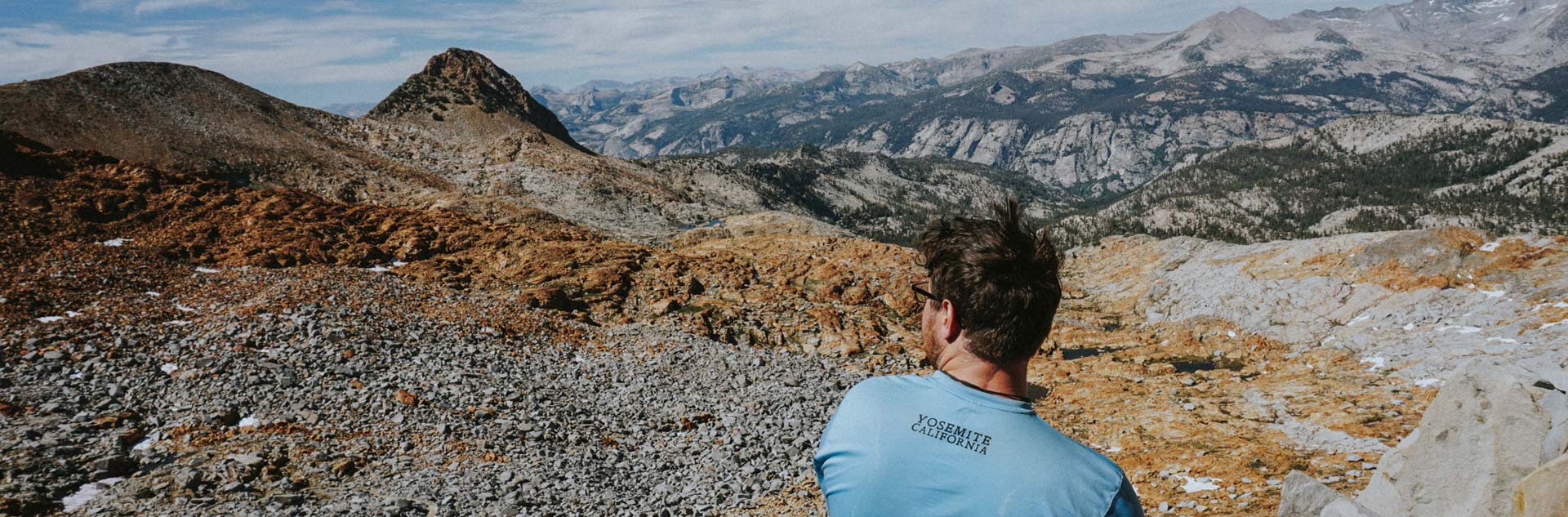 A hiker at the top of a trail in Yosemite National Park