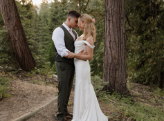 A bride and groom at Tenaya at Yosemite
