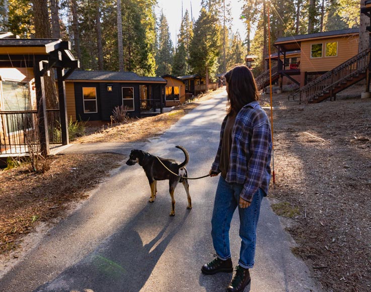 Accommodations 11 A visitor and her dog at Tenaya at Yosemite