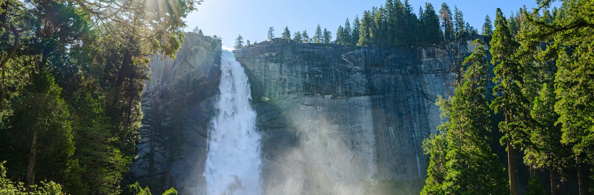 A spring waterfall in Yosemite Valley