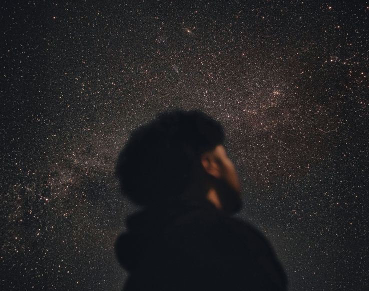 A guest admiring the starry night sky