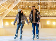 Two guests ice skating at Tenaya at Yosemite