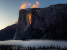 The natural firefall on El Capitan in Yosemite Valley