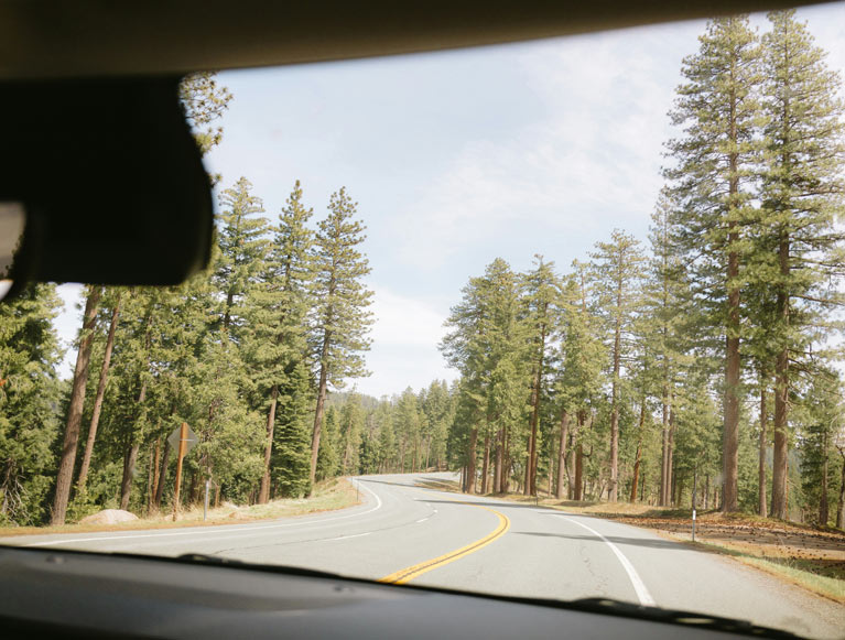 A mountain roadway in the Sierra Nevada