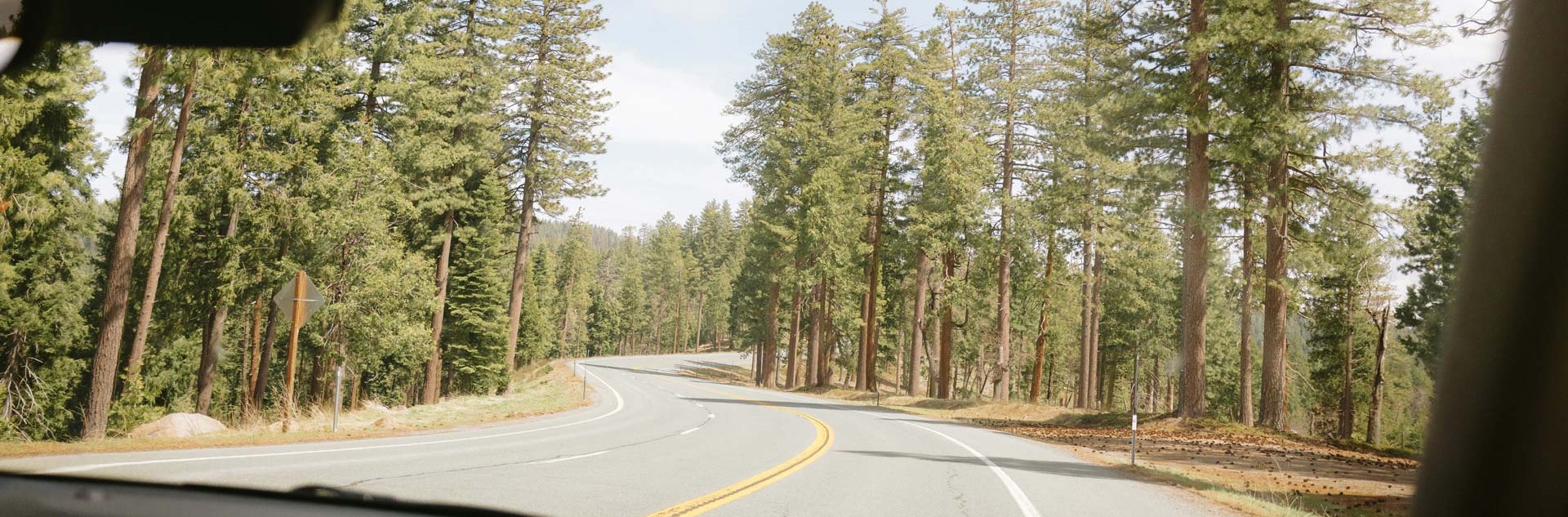 A driver's view of a mountain roadway
