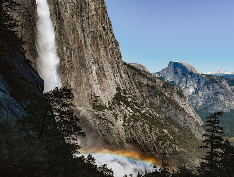 Yosemite Falls with Half Dome in the background