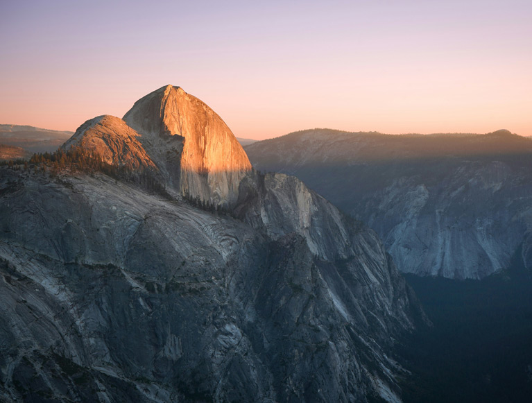 Half Dome at sunset in Yosemite Valley