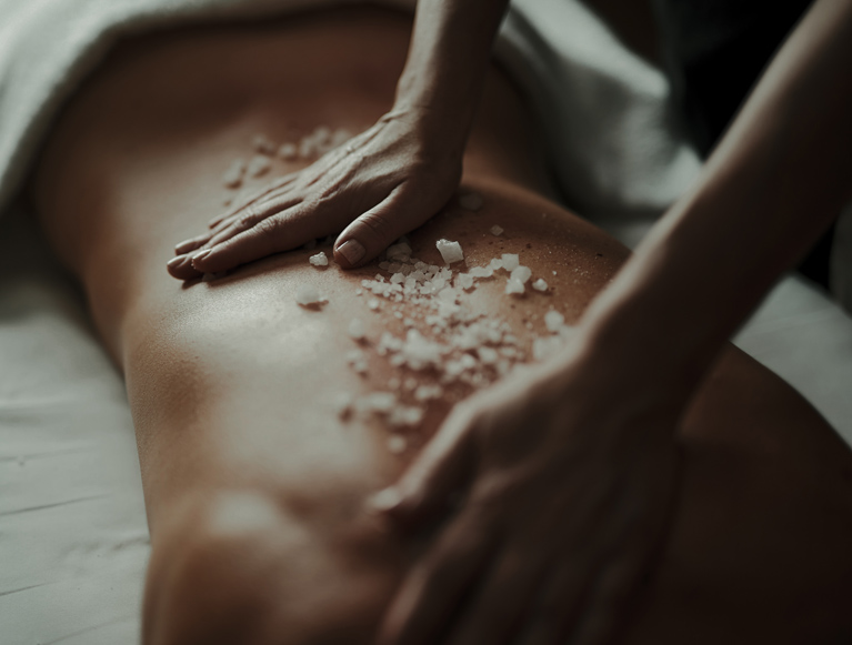 A guest receiving a spa treatment at the Ascent Spa at Tenaya at Yosemite