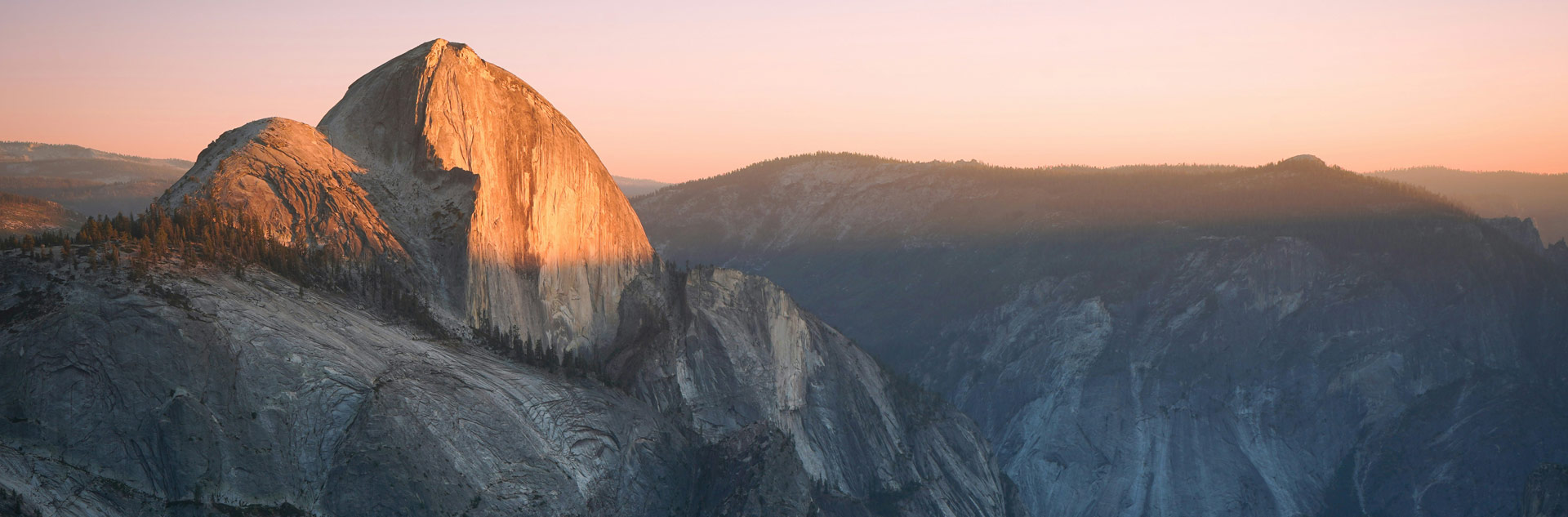 Half Dome at sunset in Yosemite Valley